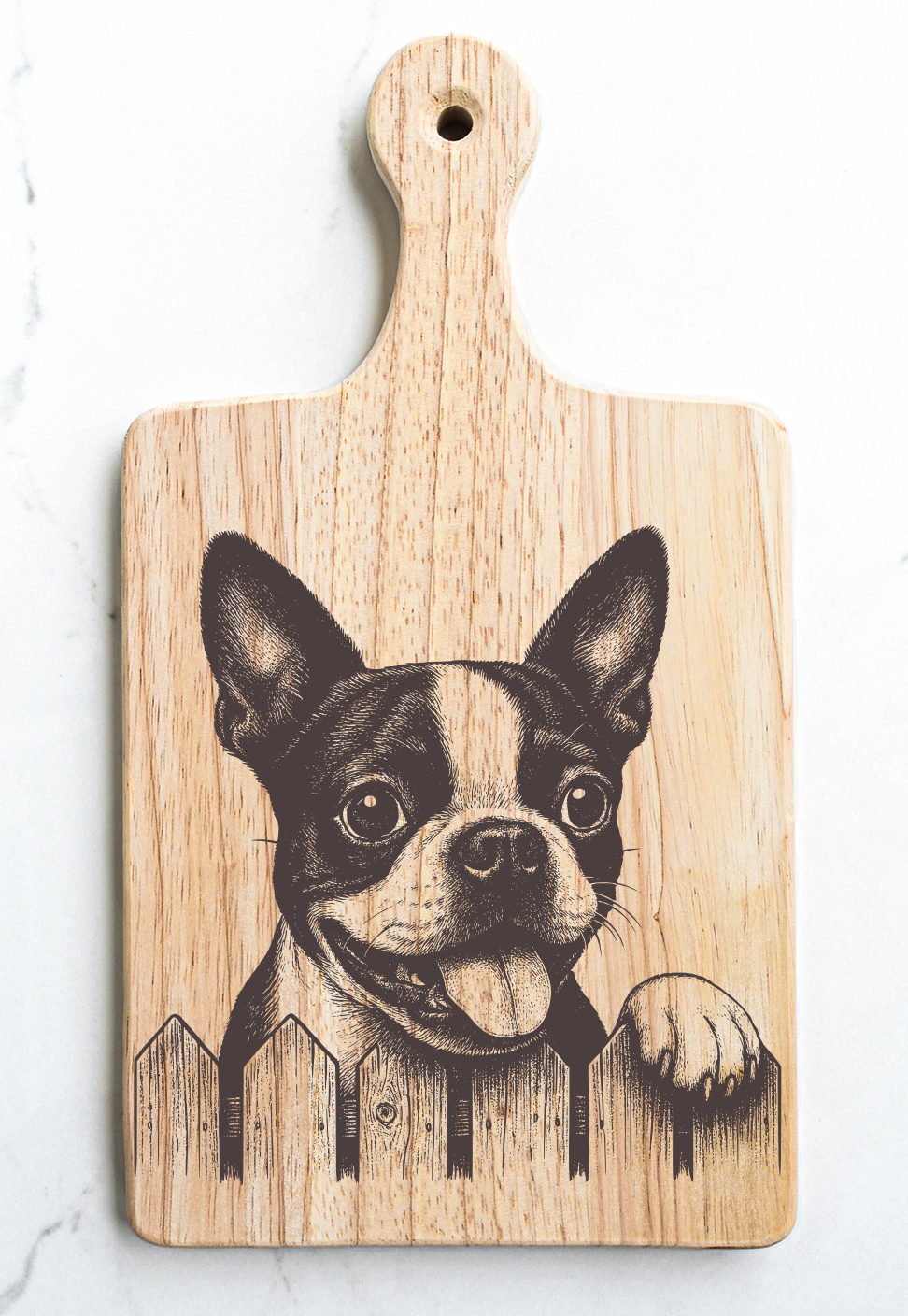 Boston Terrier Cutting Cheese Board