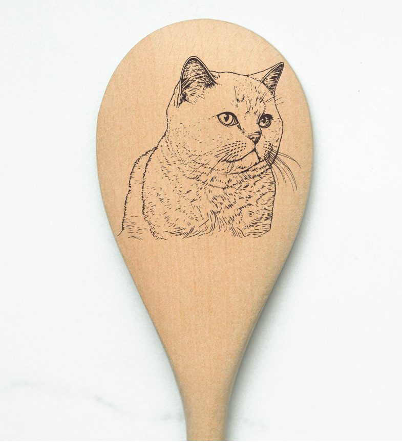 British Shorthair Cat Wooden Cooking Spoon Kitchen