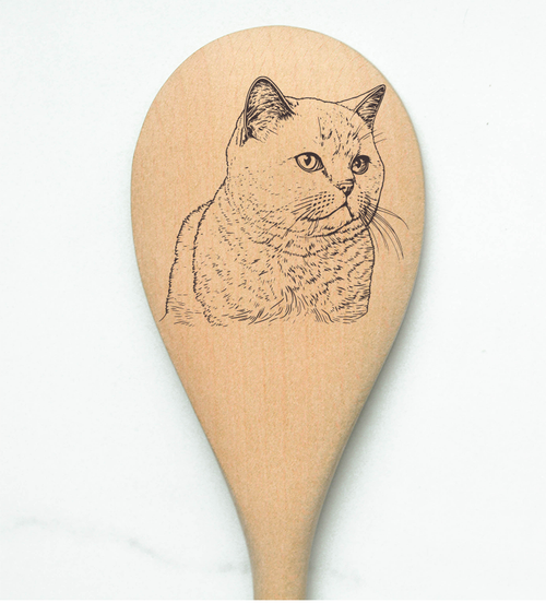 British Shorthair Cat Wooden Cooking Spoon Kitchen