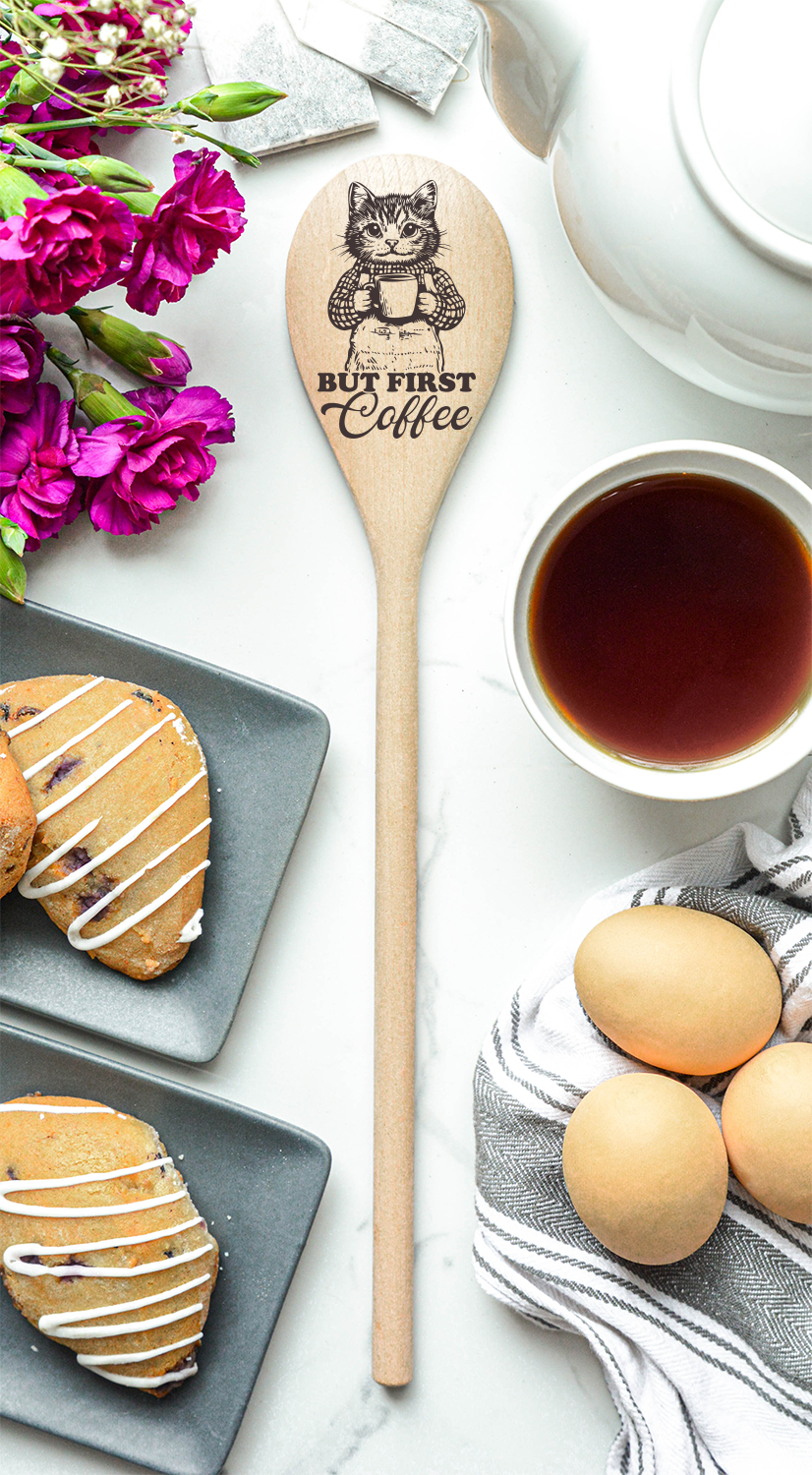 Cat But First Coffee Wooden Cooking Spoon Kitchen