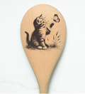 Cat Kitten Playing with Butterfly Wooden Cooking Spoon Kitchen