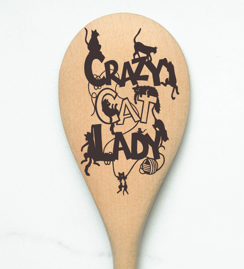 Crazy Cat Lady Wooden Cooking Spoon Kitchen
