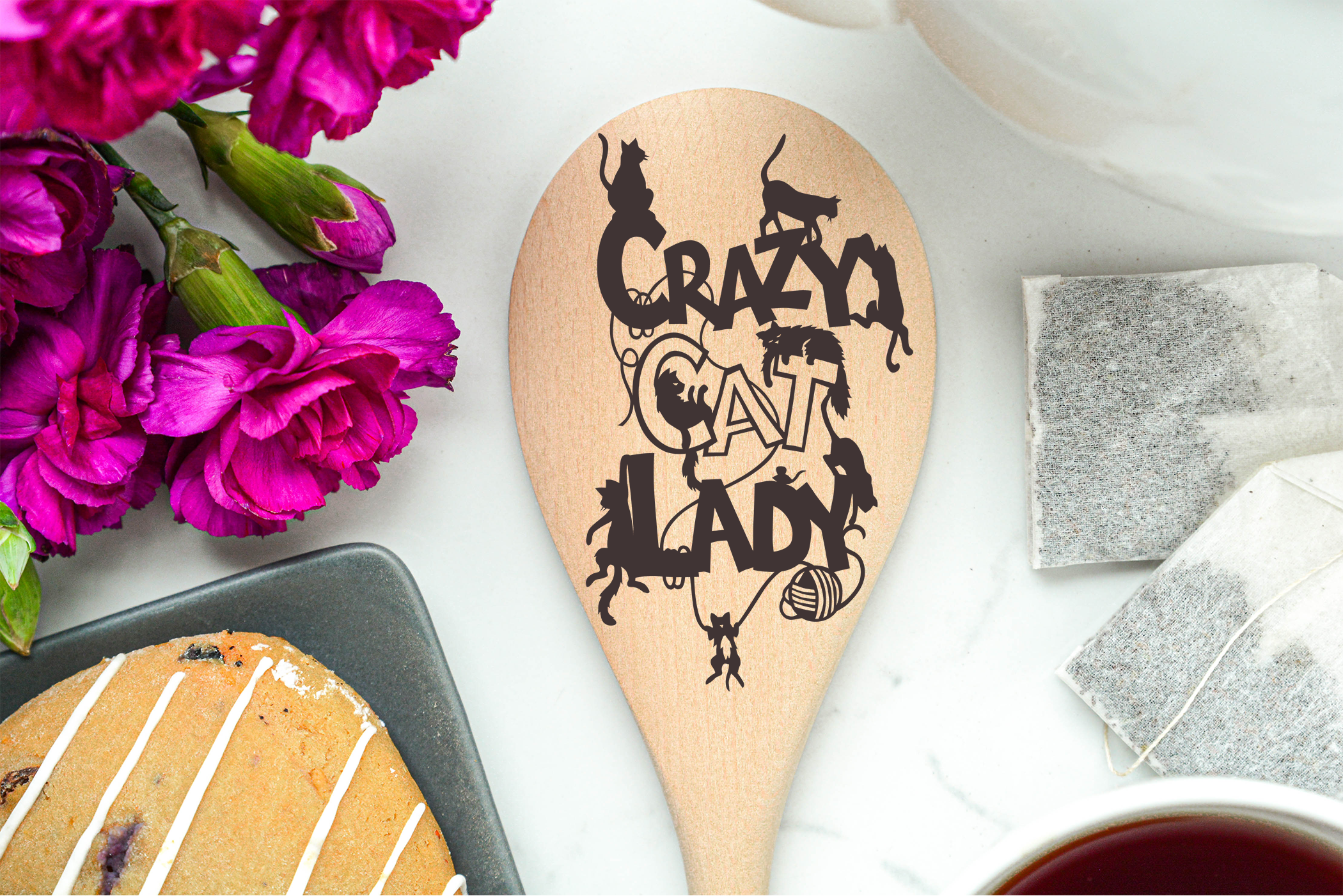 Crazy Cat Lady Wooden Cooking Spoon Kitchen