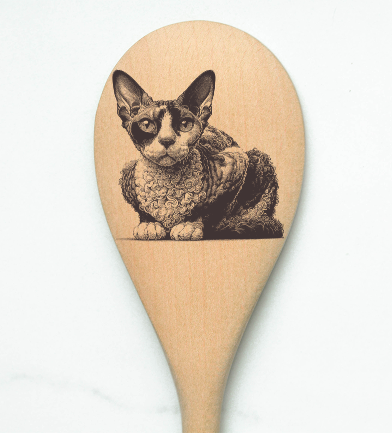 Cat Devon Rex Wooden Cooking Spoon Kitchen