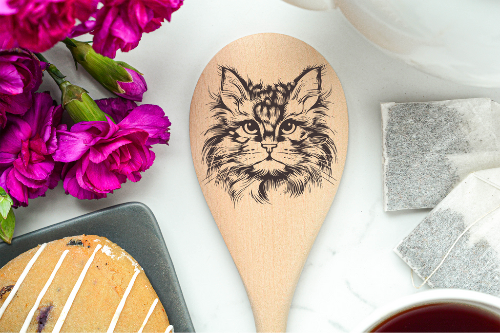 Fluffy Cat Wooden Cooking Spoon Kitchen