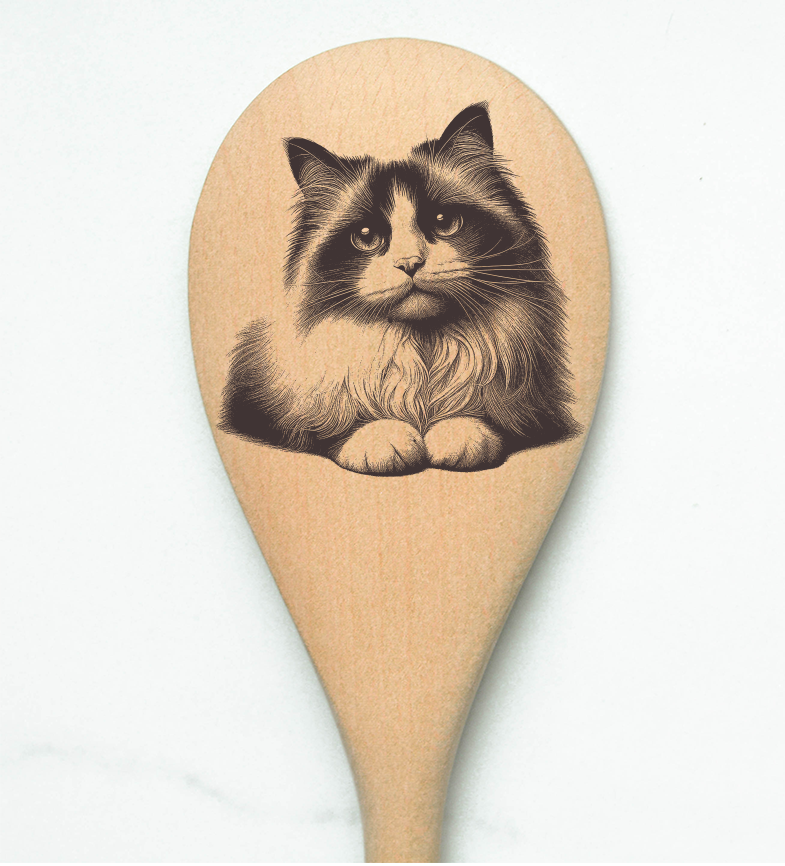 Fluffy Cat Wooden Cooking Spoon Kitchen