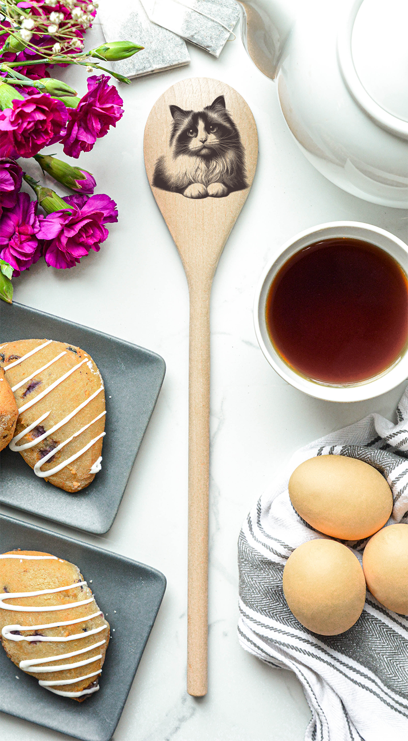 Fluffy Cat Wooden Cooking Spoon Kitchen