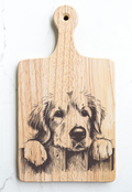 Golden Retriever Cutting Cheese Board