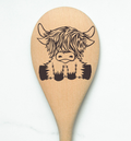 Highland Cow Baby Heilan Hairy Coo Scottish Shaggy Cow Farm Wooden Cooking Spoon Kitchen