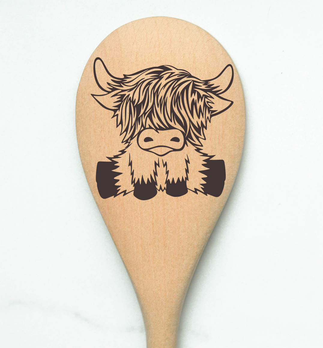 Highland Cow Baby Heilan Hairy Coo Scottish Shaggy Cow Farm Wooden Cooking Spoon Kitchen
