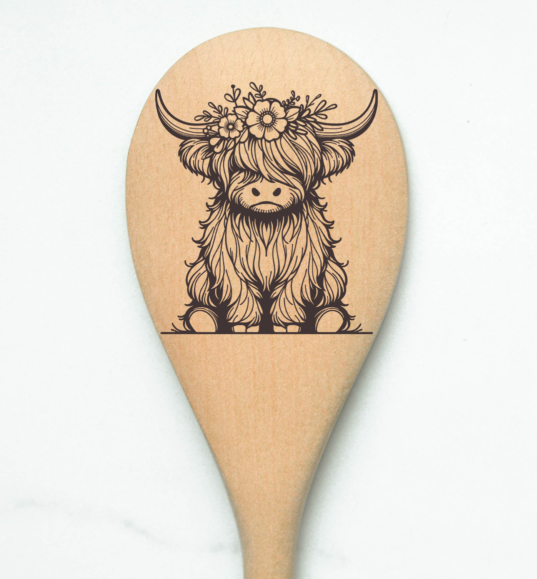 Highland Cow Baby Flower Heilan Hairy Coo Scottish Shaggy Cow Farm Wooden Cooking Spoon Kitchen
