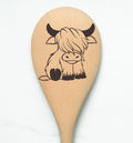 Highland Cow Baby Heilan Hairy Coo Scottish Shaggy Cow Farm Wooden Cooking Spoon Kitchen