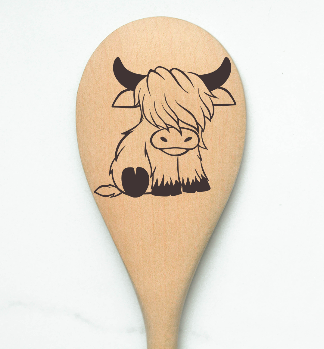 Highland Cow Baby Heilan Hairy Coo Scottish Shaggy Cow Farm Wooden Cooking Spoon Kitchen