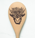 Highland Cow Flower Crown Heilan Hairy Coo Scottish Shaggy Cow Farm Wooden Cooking Spoon Kitchen