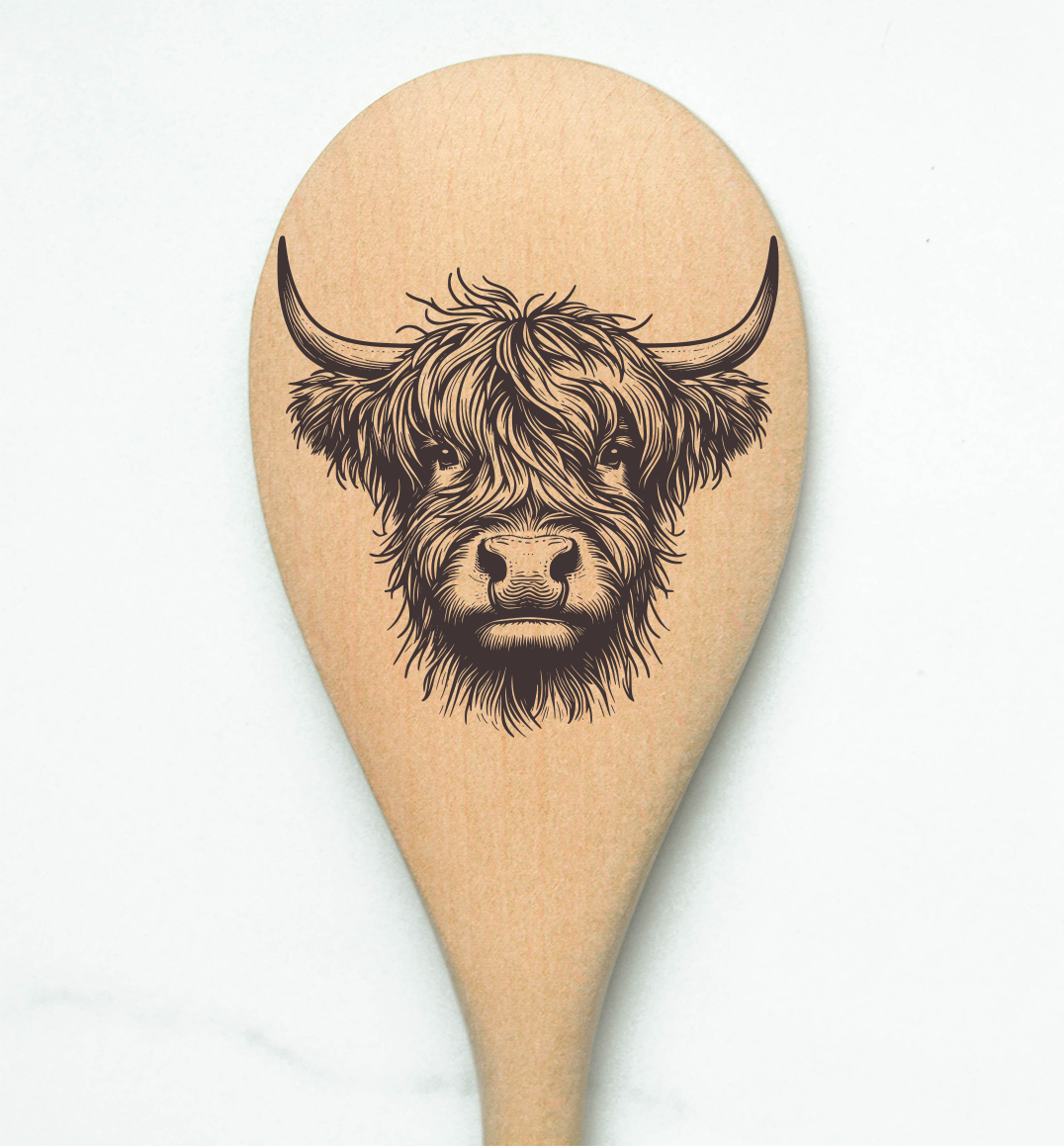 Highland Cow Heilan Hairy Coo Scottish Shaggy Cow Farm Wooden Cooking Spoon Kitchen