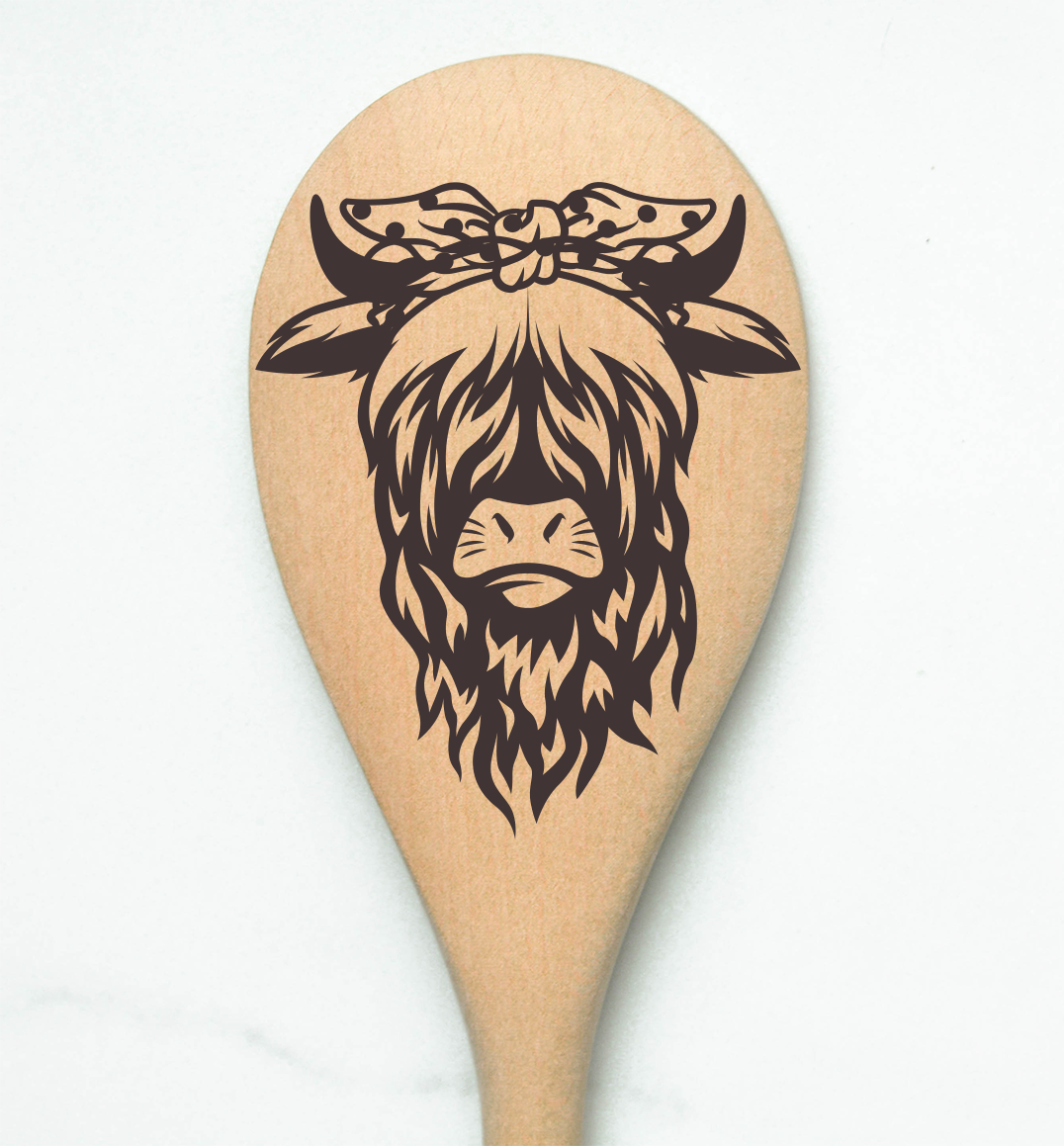 Highland Cow Ribbon Heilan Hairy Coo Scottish Shaggy Cow Farm Wooden Cooking Spoon Kitchen