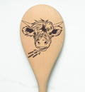 Highland Cow Eating Wheat Heilan Hairy Coo Scottish Shaggy Cow Farm Wooden Cooking Spoon Kitchen