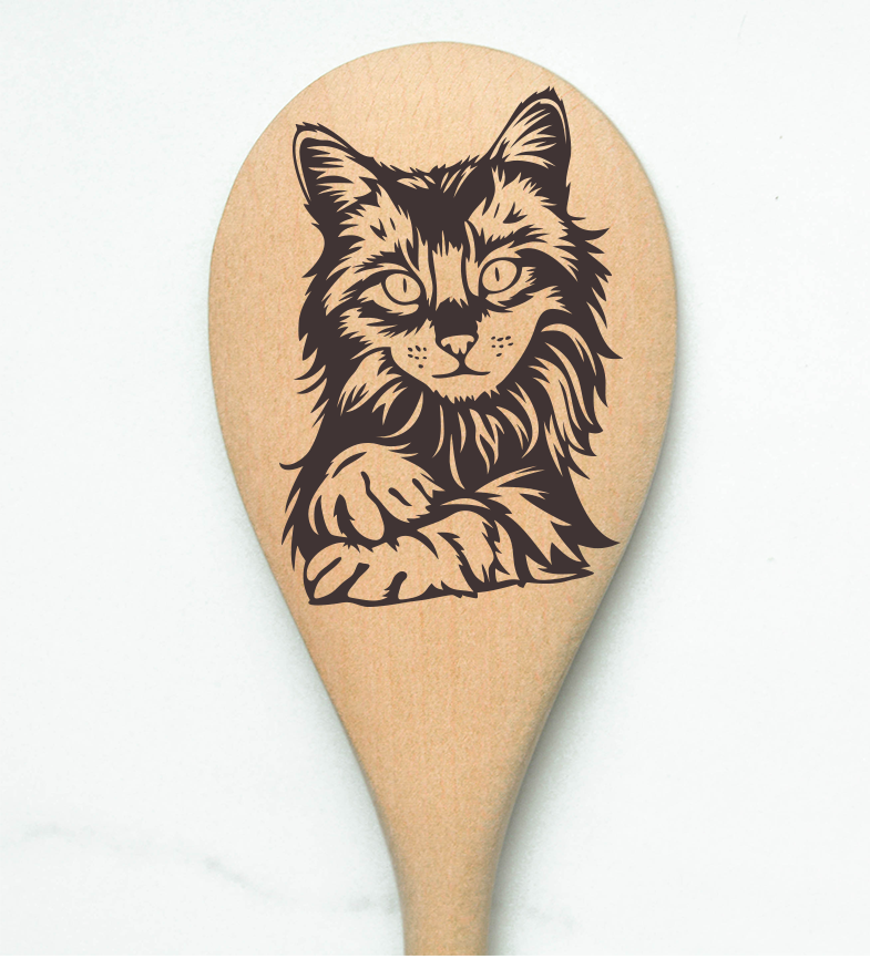Cat Maine Coon Wooden Cooking Spoon Kitchen
