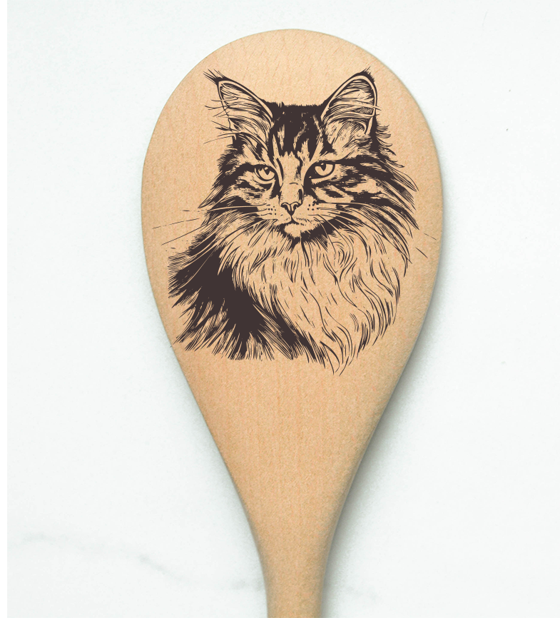 Cat Maine Coon Wooden Cooking Spoon Kitchen