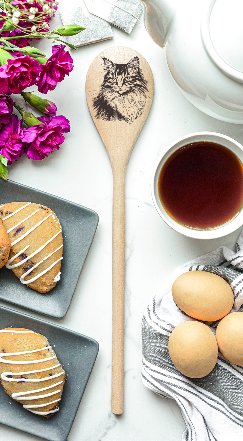 Cat Maine Coon Wooden Cooking Spoon Kitchen