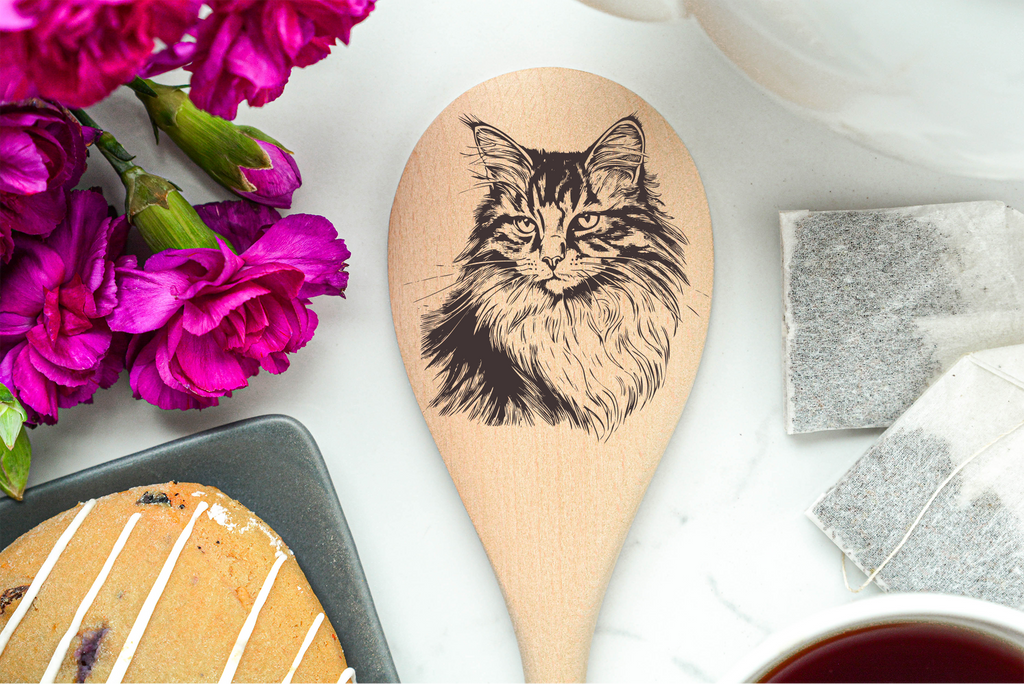 Cat Maine Coon Wooden Cooking Spoon Kitchen