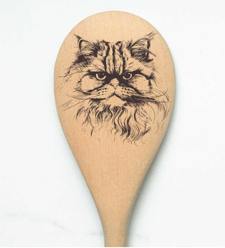 Cat Persian Face Wooden Cooking Spoon Kitchen