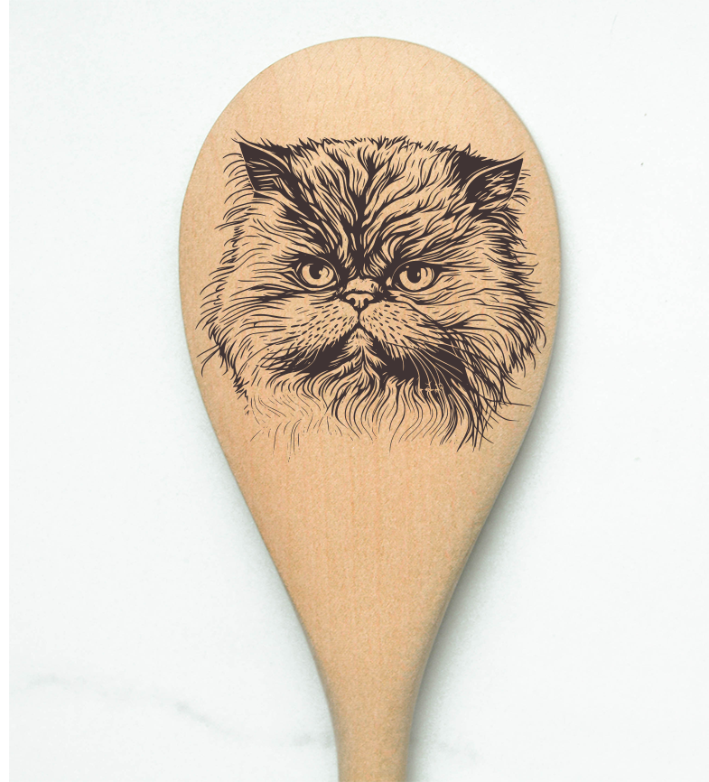 Cat Persian Face Wooden Cooking Spoon Kitchen