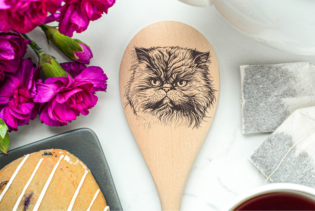 Cat Persian Face Wooden Cooking Spoon Kitchen