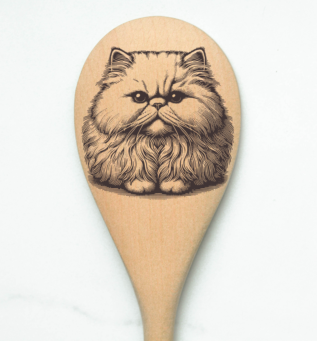 Cat Persian Face Loafed Wooden Cooking Spoon Kitchen