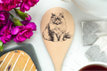 Cat Persian Body Sitting Wooden Cooking Spoon Kitchen