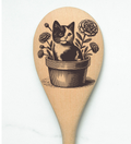 Cat in a Planter Wooden Cooking Spoon Kitchen