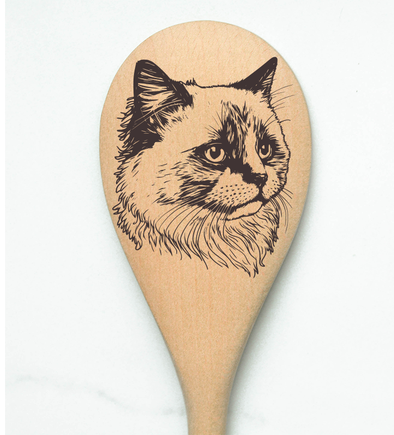 Cat Ragdoll Wooden Cooking Spoon Kitchen