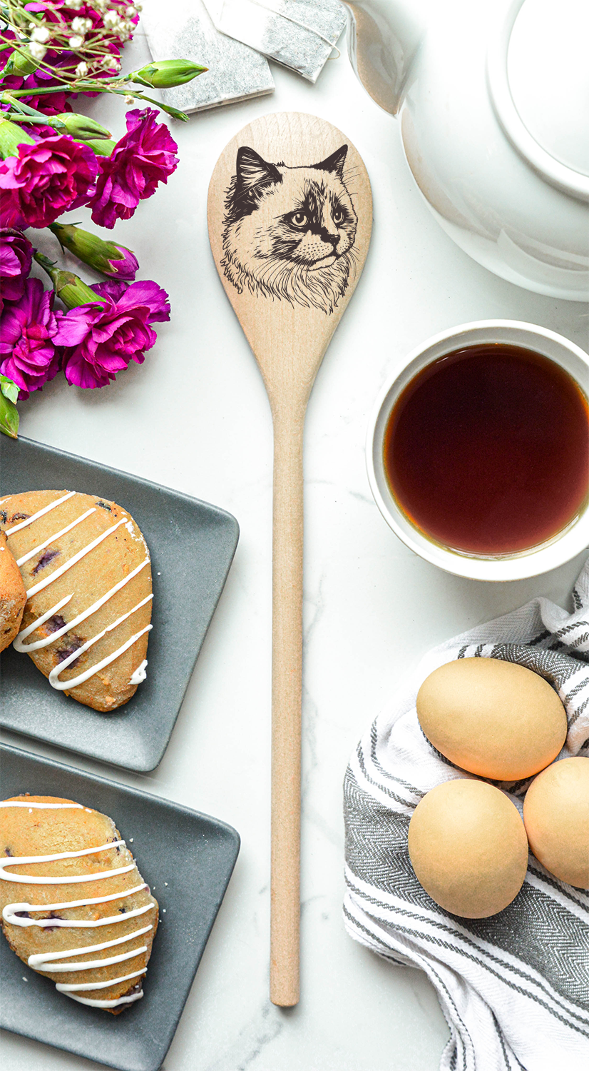 Cat Ragdoll Wooden Cooking Spoon Kitchen