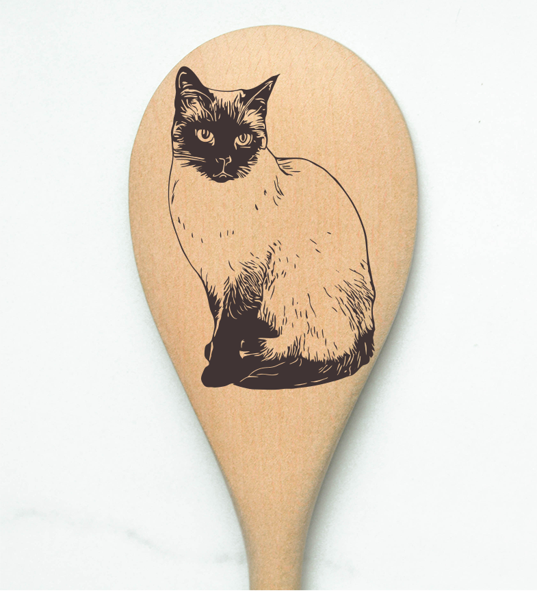 Cat Siamese Body Wooden Cooking Spoon Kitchen