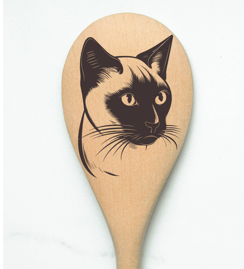 Cat Siamese Face Wooden Cooking Spoon Kitchen
