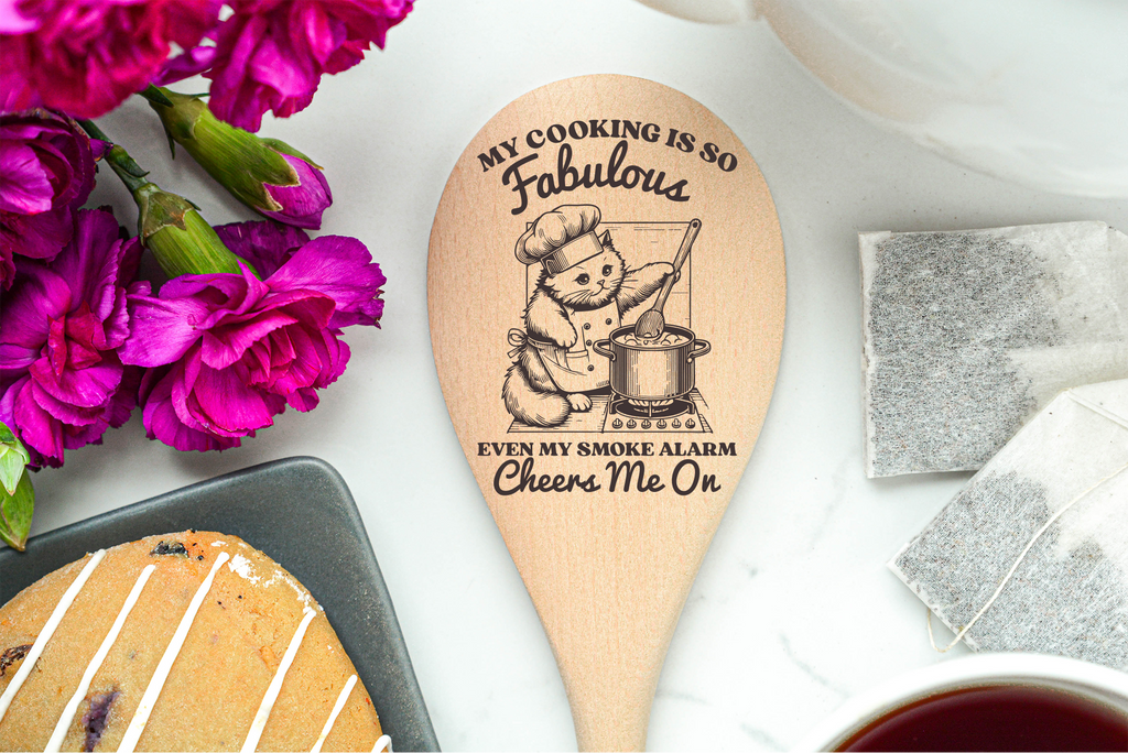 Cat My Cooking Is So Fabulous Even My Smoke Alarm Cheers Me On Wooden Cooking Spoon Kitchen