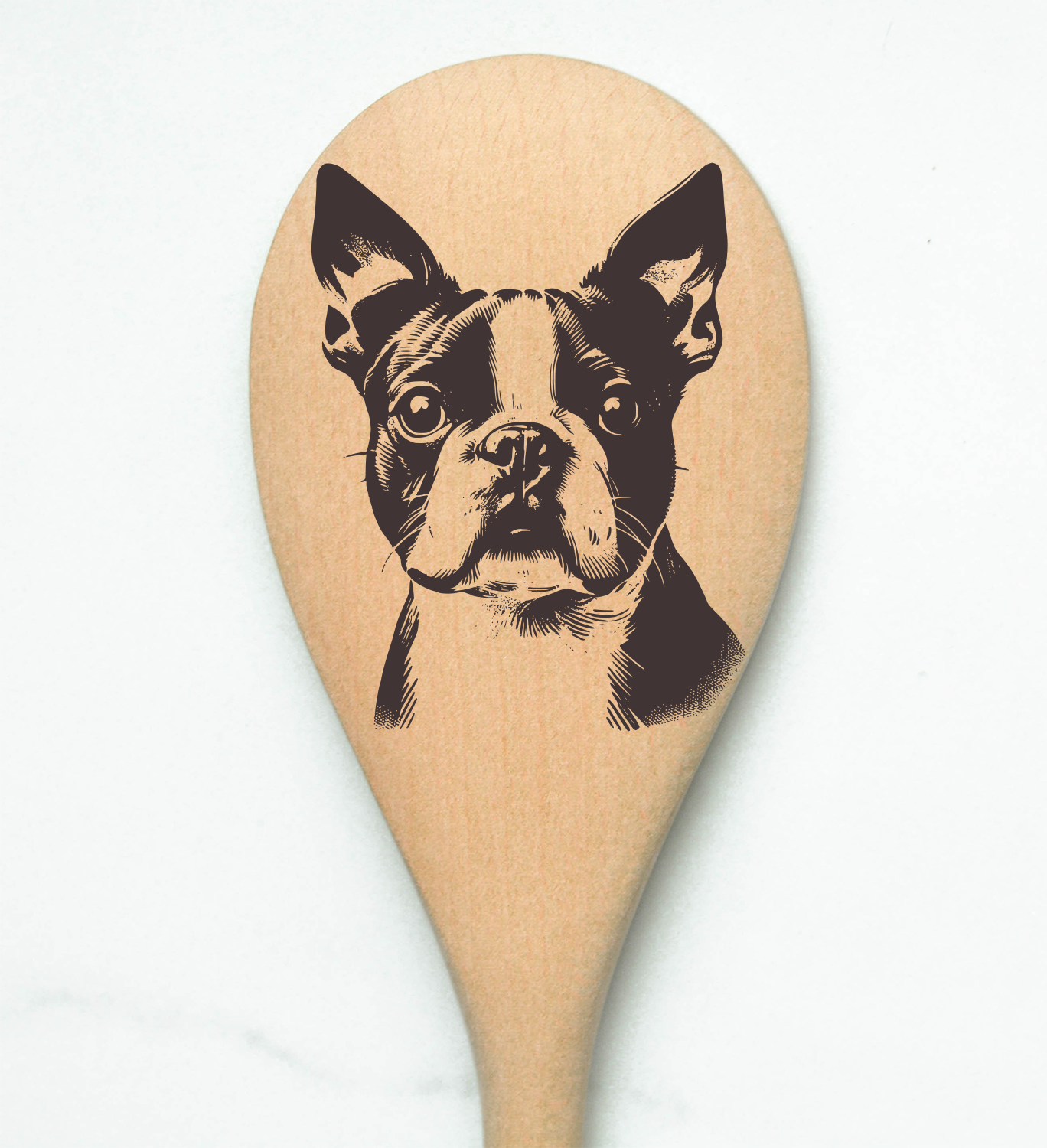 Boston Terrier Head Wooden Spoon