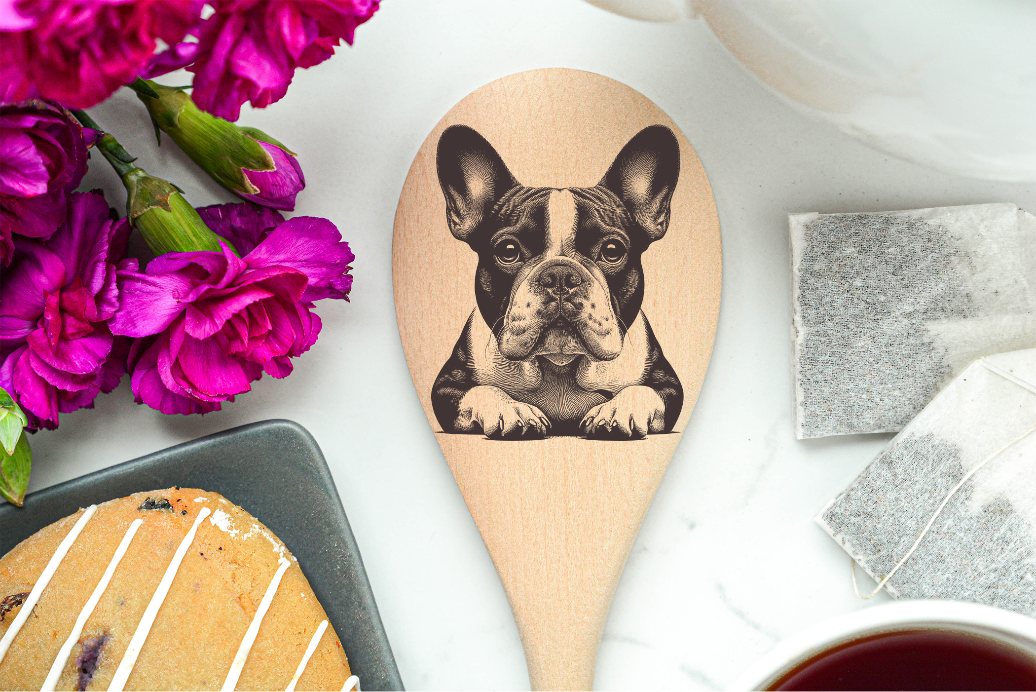 Boston Terrier Body Wooden Spoon