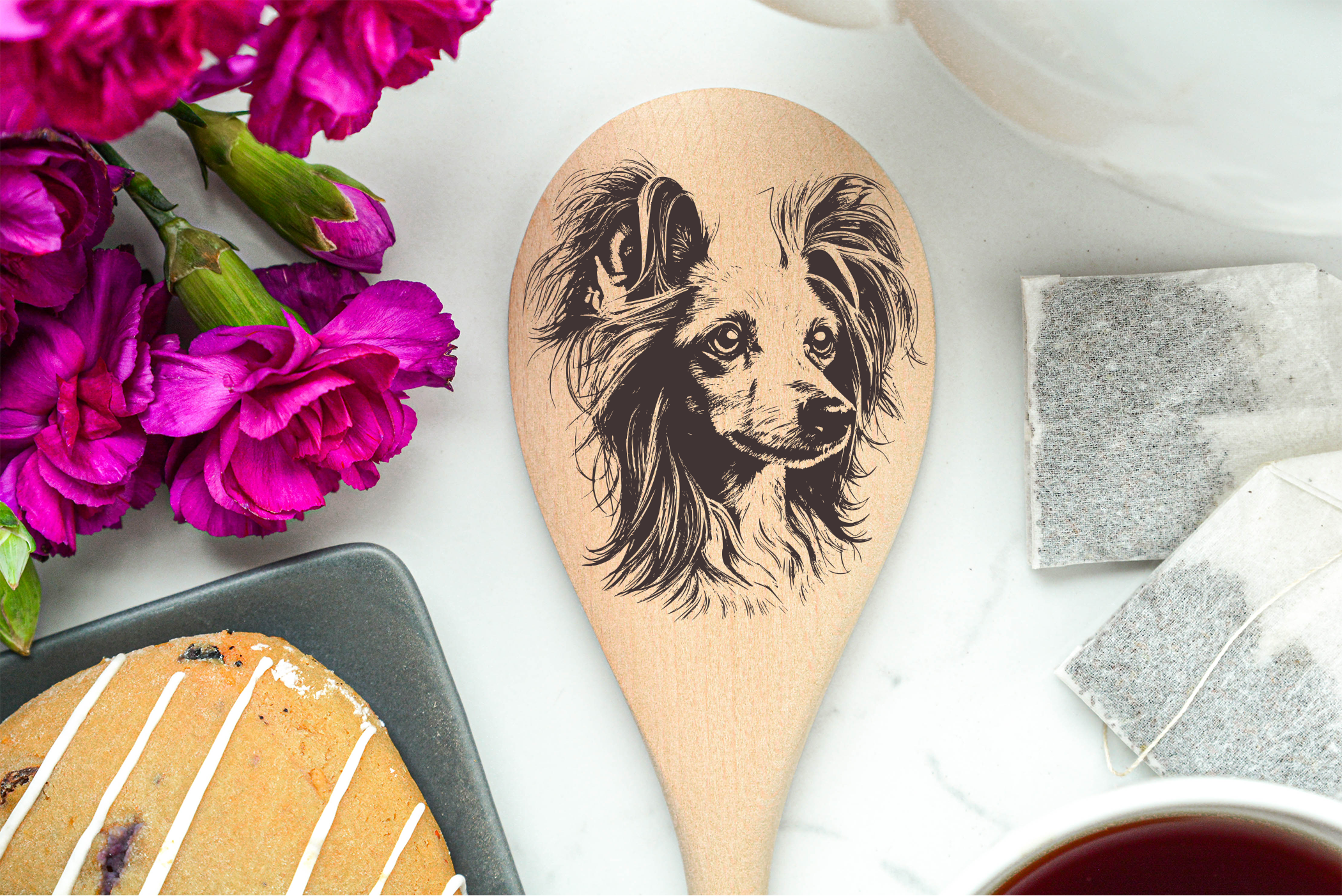 Chinese Crested Wooden Spoon