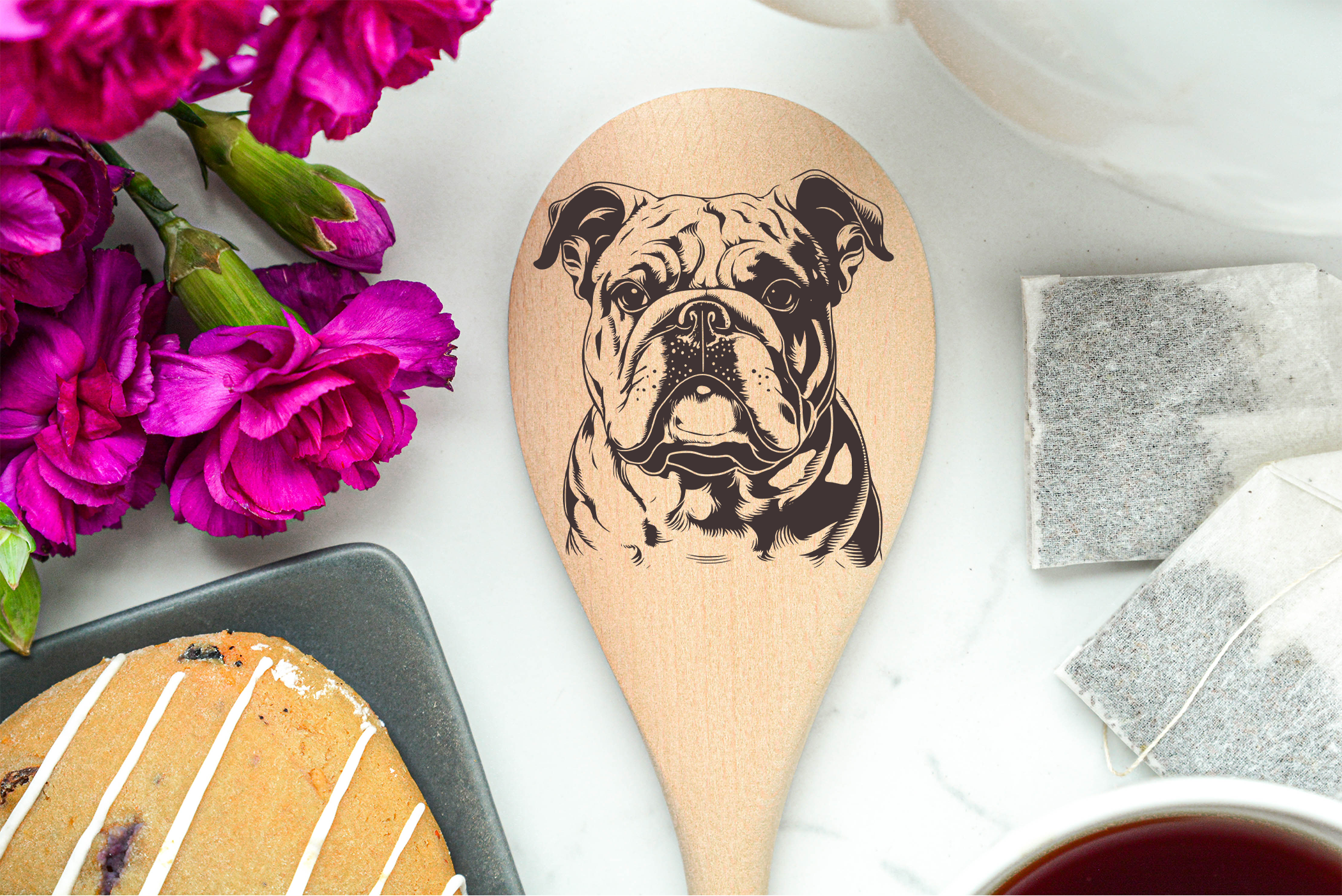 English Bulldog Body Wooden Spoon