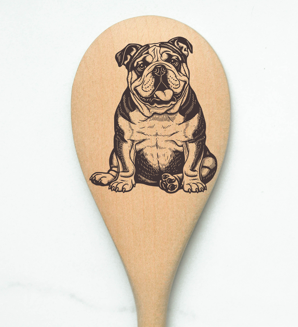 English Bulldog Face Wooden Spoon