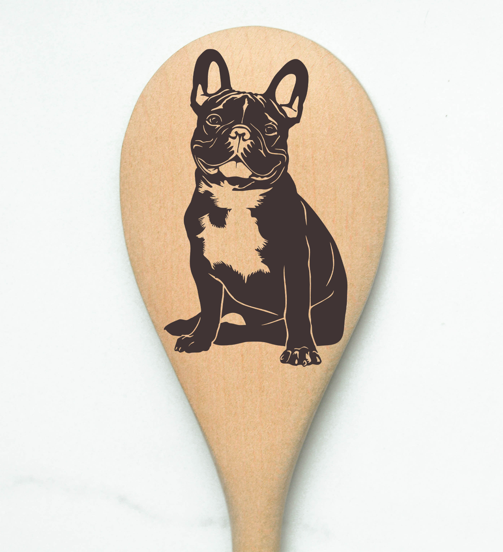 French Bulldog Black Wooden Spoon