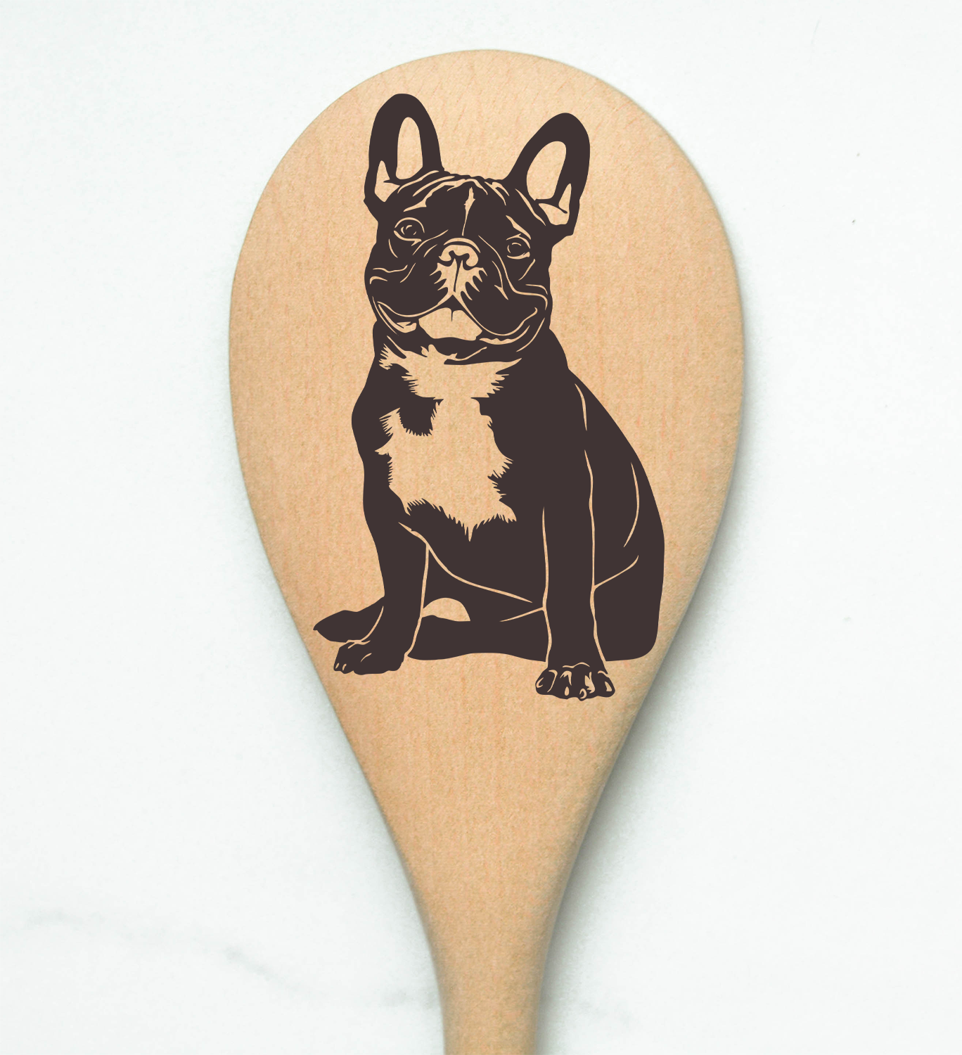 French Bulldog Black Wooden Spoon