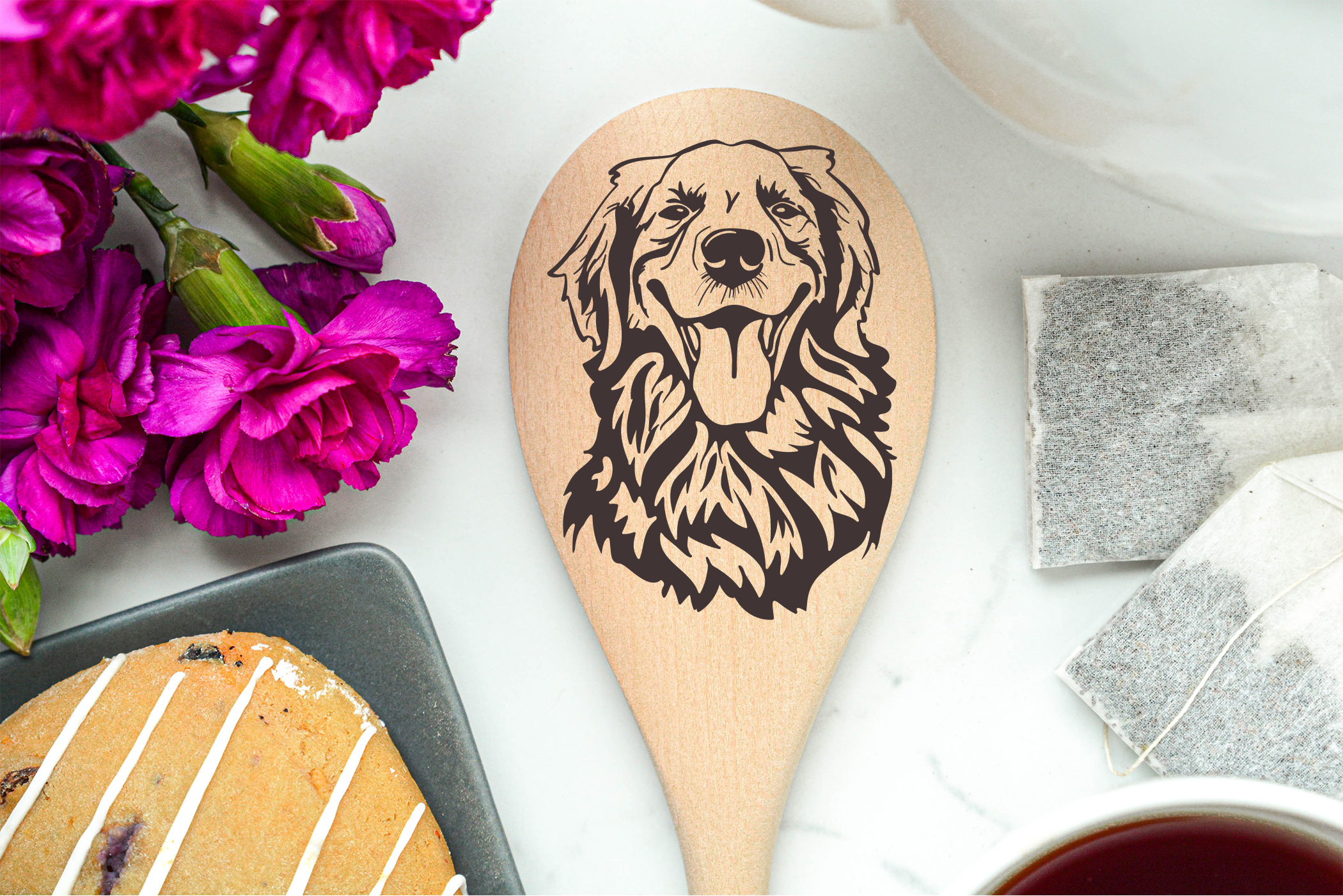 Golden Retriever2 Wooden Spoon