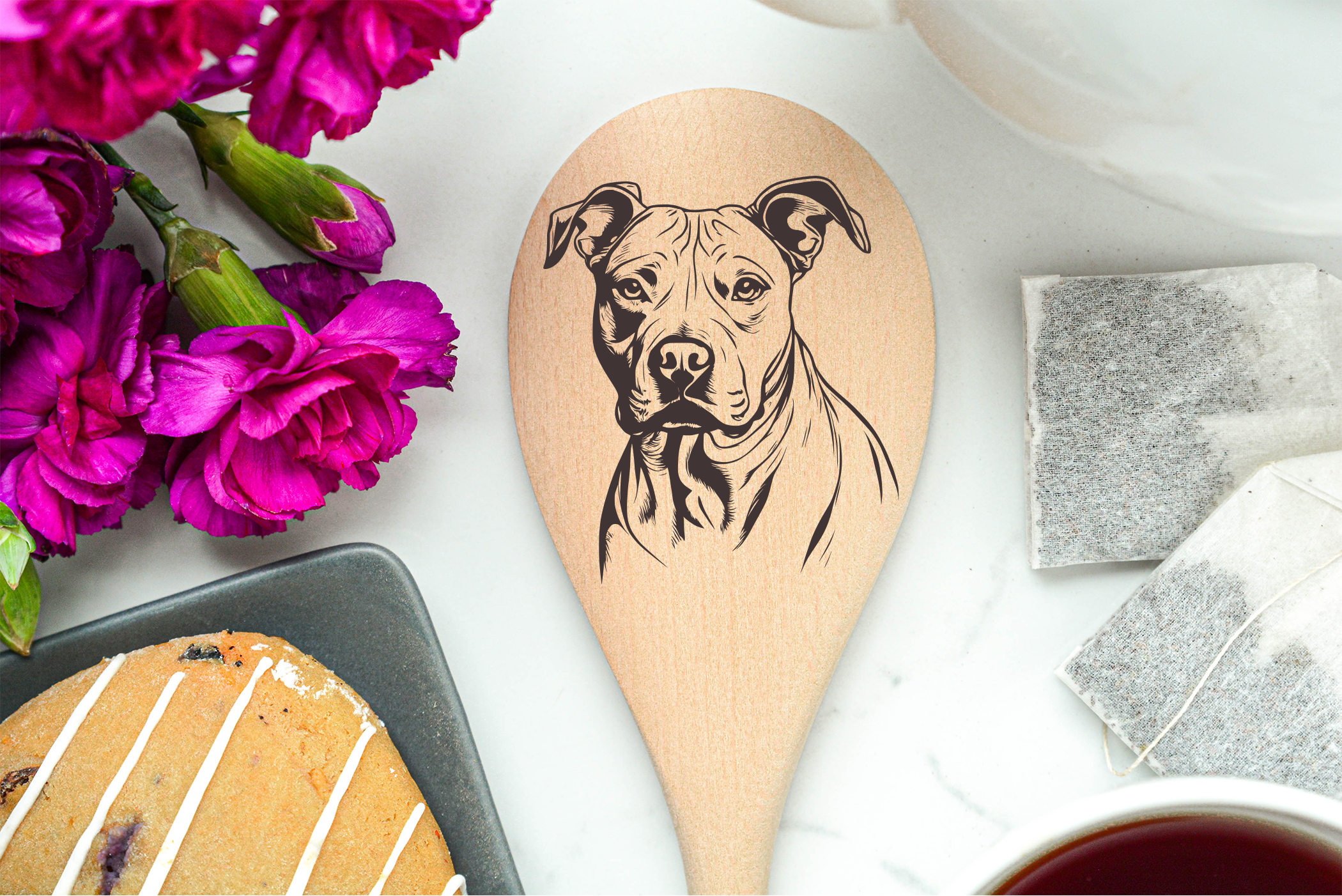 Pitbull - Face Wooden Spoon
