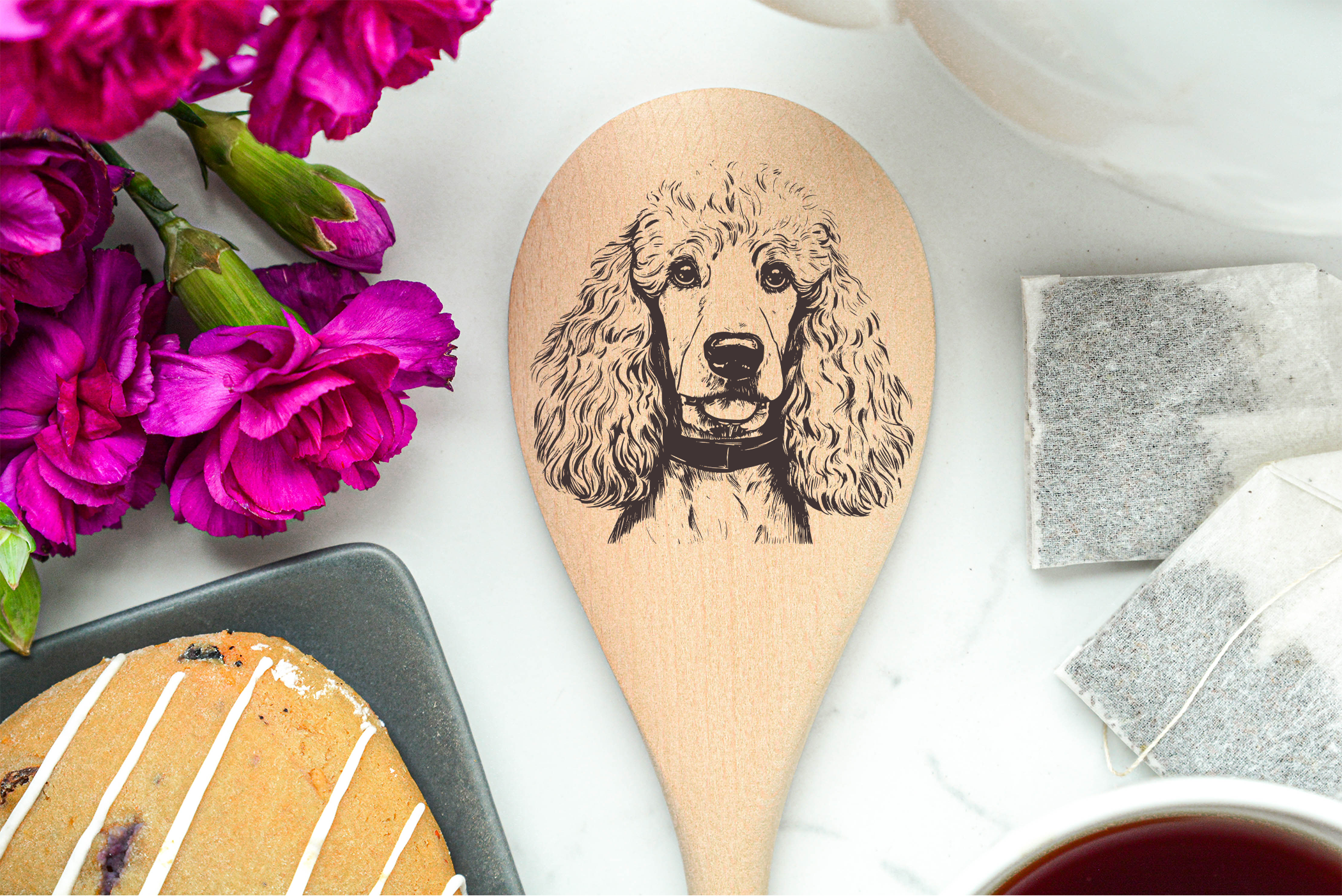 Poodle - White Wooden Spoon