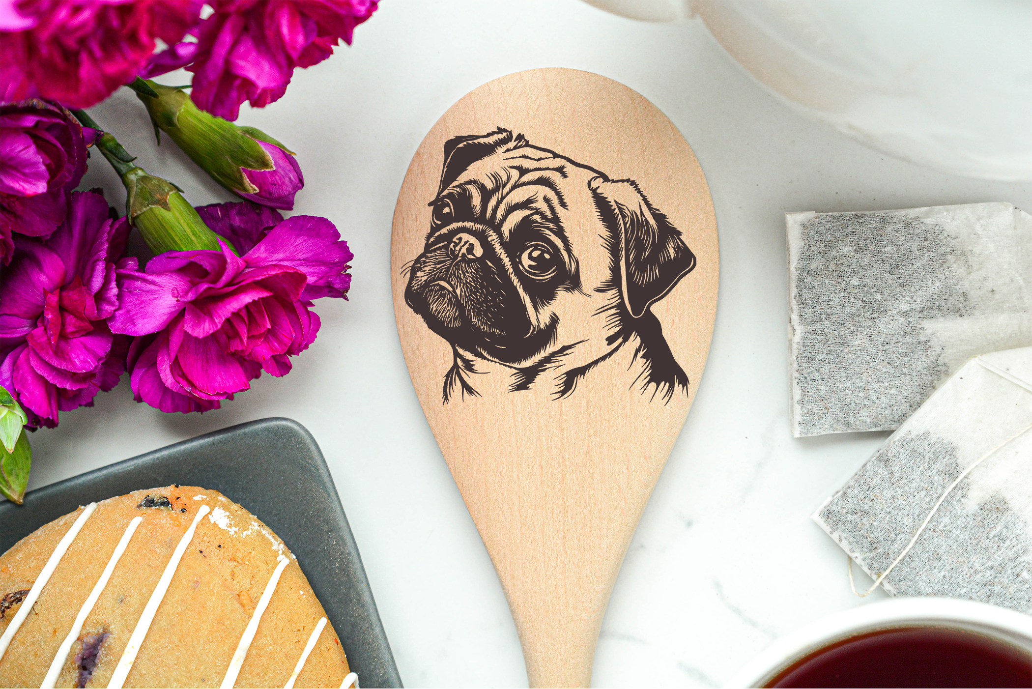 Pug - Face Wooden Spoon