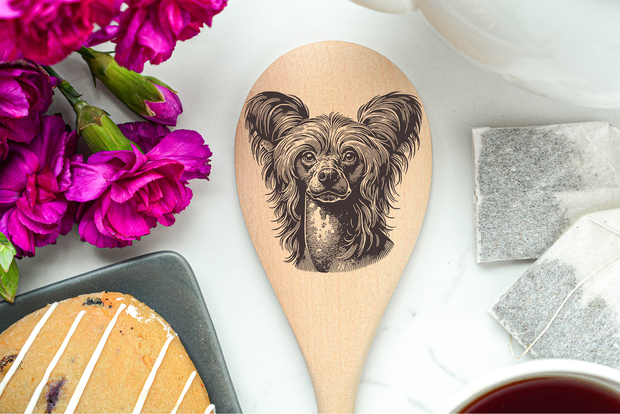 Chinese Crested Wooden Spoon