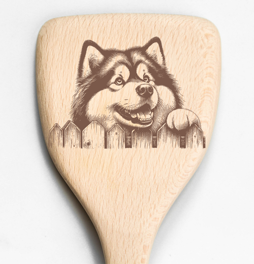 Alaskan Malamute Peeking Over Fence Spatula