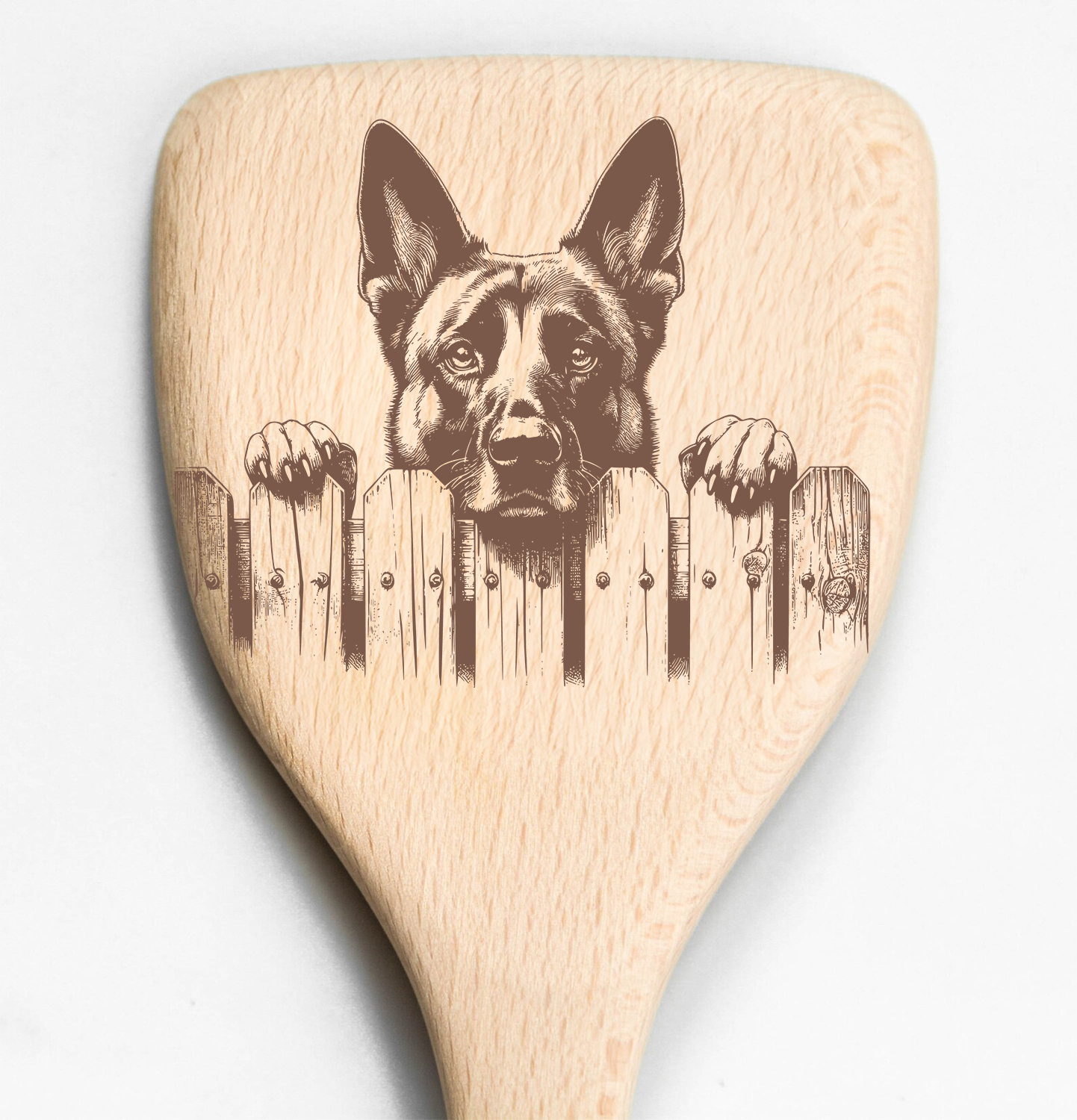 Belgian Malinois Peeking Over Fence Spatula